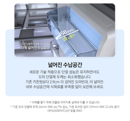 삼성전자 Bespoke AI 640L 4도어 키친핏 냉장고 RM70F63R2XJ 이미지 4