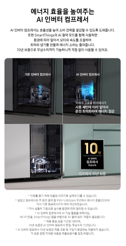삼성전자 Bespoke AI 640L 4도어 키친핏 냉장고 RM70F63R2XJ 이미지 6